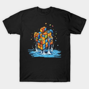 Rainbow Abstraction melted rubix cube T-Shirt